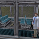 Gordon Freeman in his white lab coat is seen riding a tram in Half-Life 1.